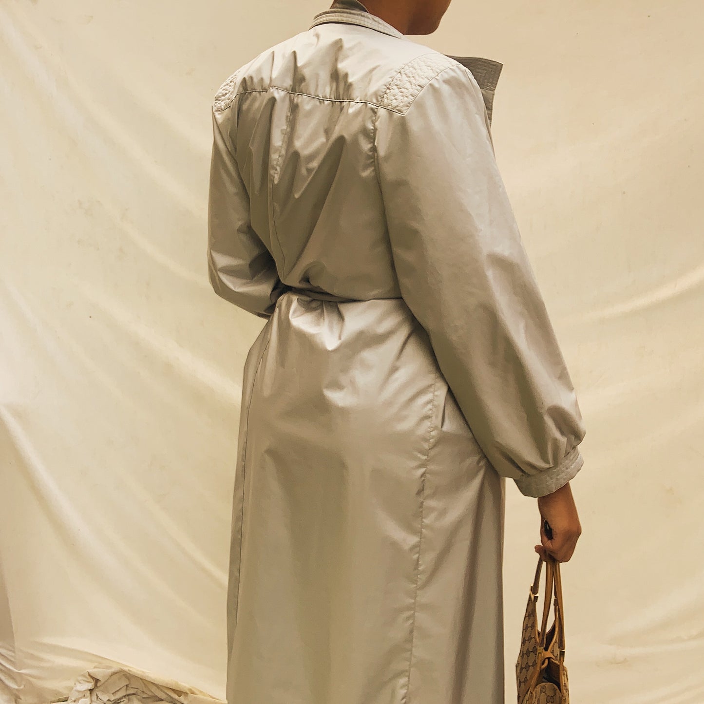 ‘Theresa’ Pastel Blue Maxi Belted Trench Coat (L/XL)