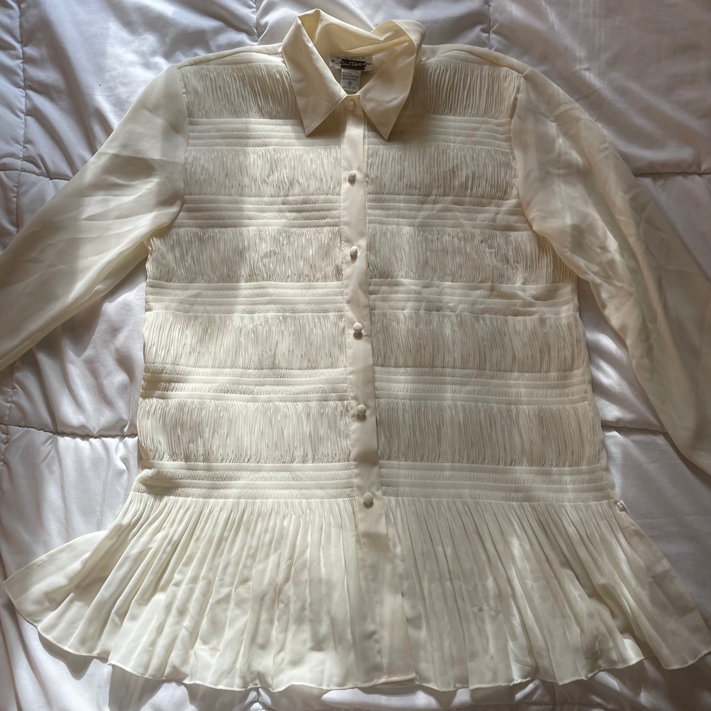 ‘Alexandria’ Crepe Ruffle Blouse (L/XL)