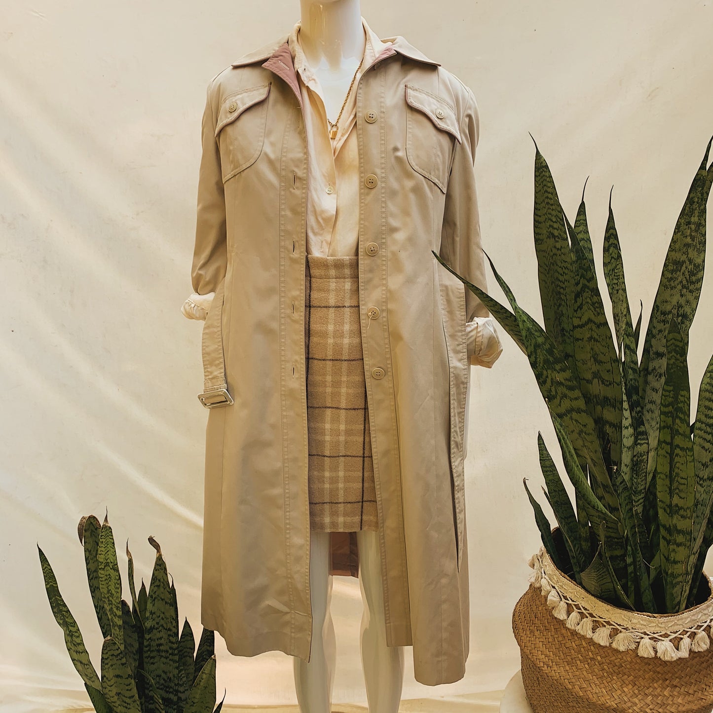 ‘Roseanna’ Fur Lined Beige Belted Trench Coat ( S/M)