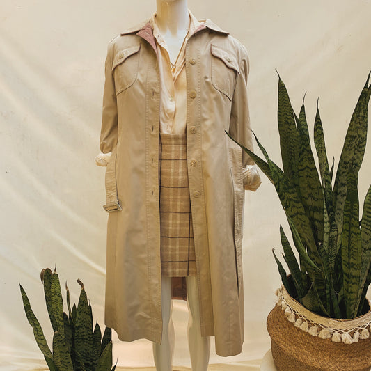 ‘Roseanna’ Fur Lined Beige Belted Trench Coat ( S/M)
