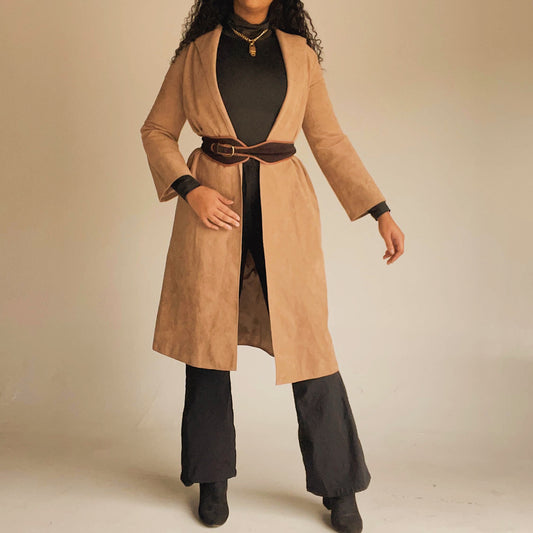 ‘Adelina’ Suede Maxi  Duster Jacket (L/XL)
