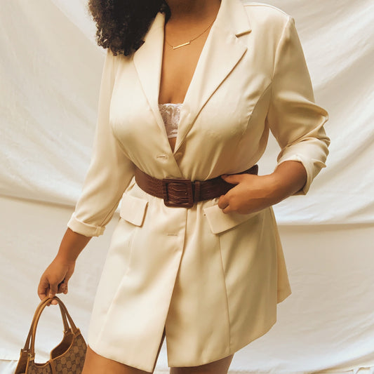 ‘Adelaide’ Oversized Creme Shirt-Dress (M-XL)