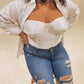 White Plus Size Vintage Strapless Bustier (46D)