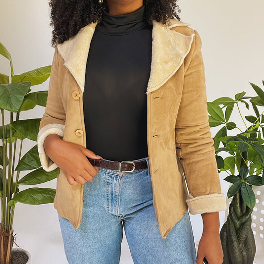 ‘Leigh’ Suede Fur Collar Jacket (M)