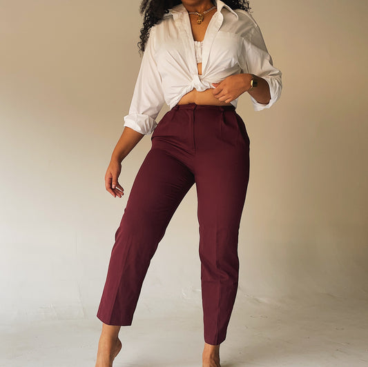 ‘Nichola’ Oxblood Cropped Pants (L/10)