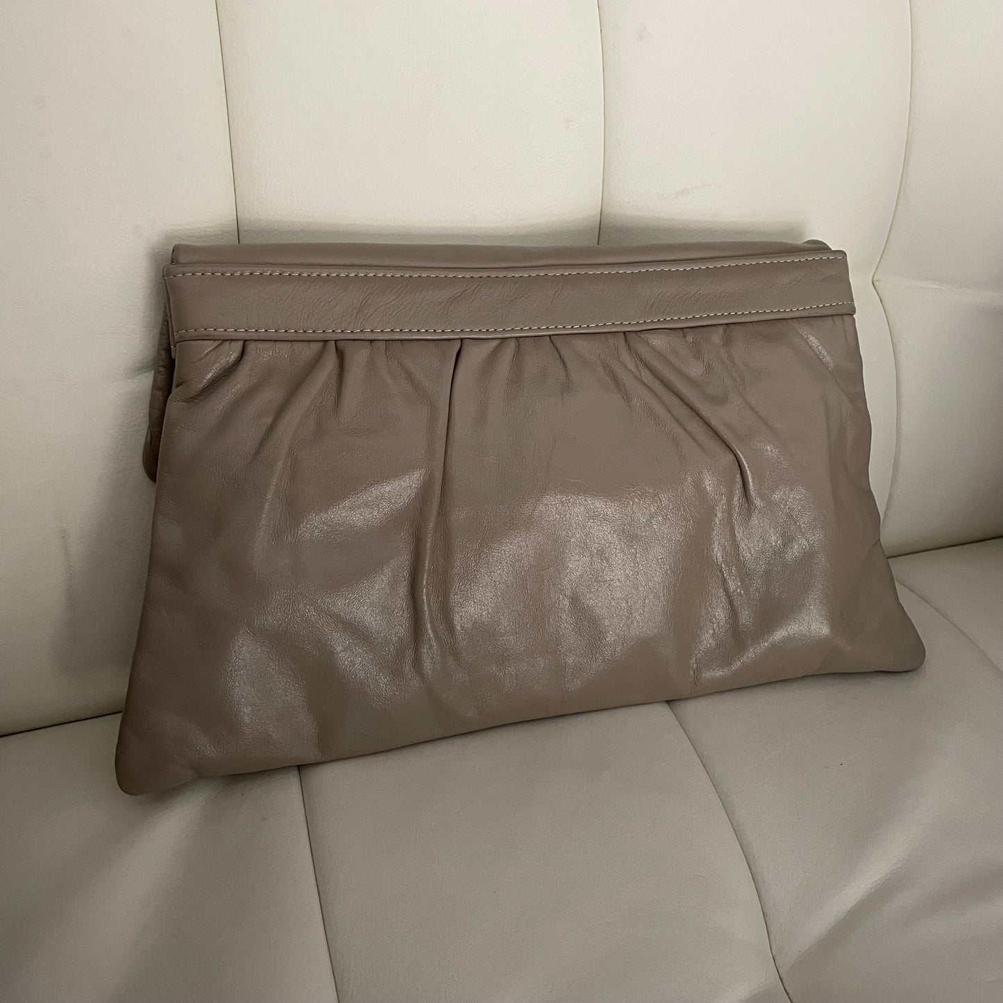 'Hila' Minimalist Taupe Clutch Bag