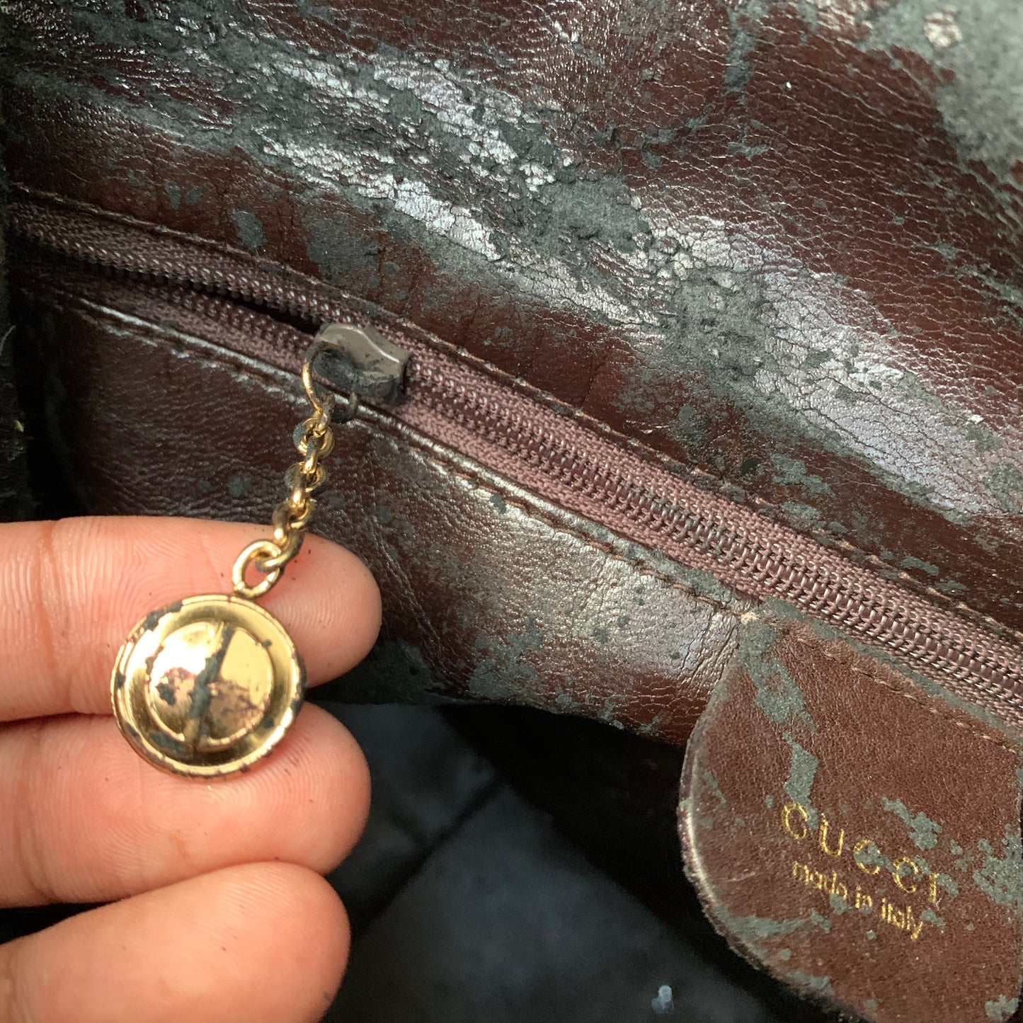 XL Vintage Gucci 2 Way Espresso Brown Leather Bag