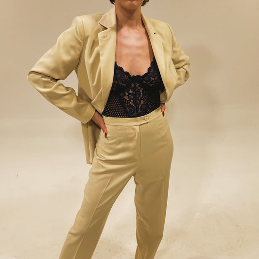 'Rachelle' Beige Blazer Pantsuit (M)
