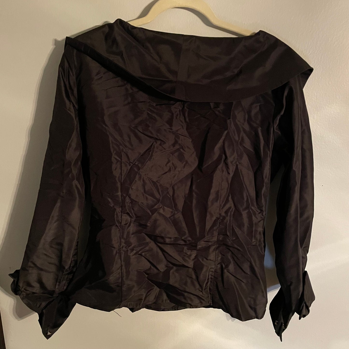 ‘Blaine’ Black Silk Wrap top (M)