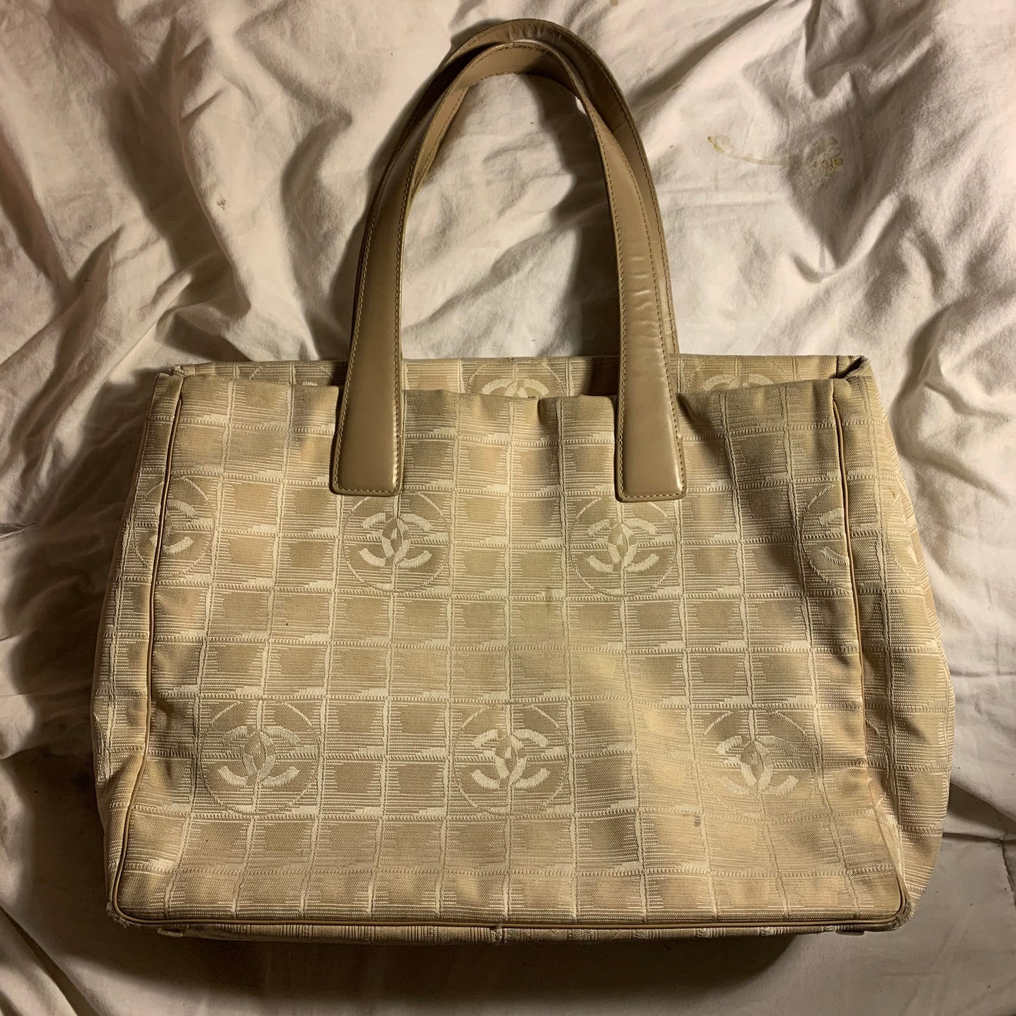 Authentic Chanel Beige Travel Line Shopper Tote